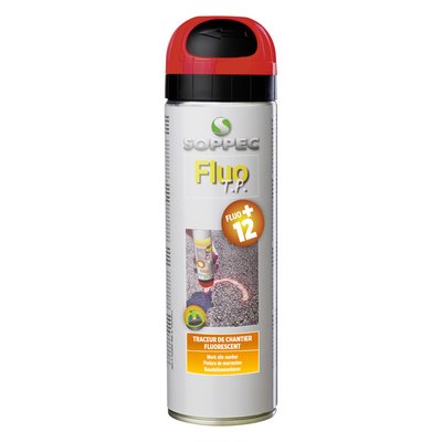 Construction spray 500ml FLUO TP red-fluorescent with overhead valve