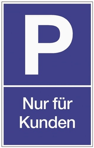 Car park signage Parking for customers L250xW400mm Ku.blue/white