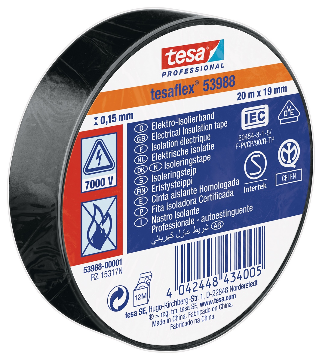 tesaflex insulating tape IEC 20mx19mm black - 53988