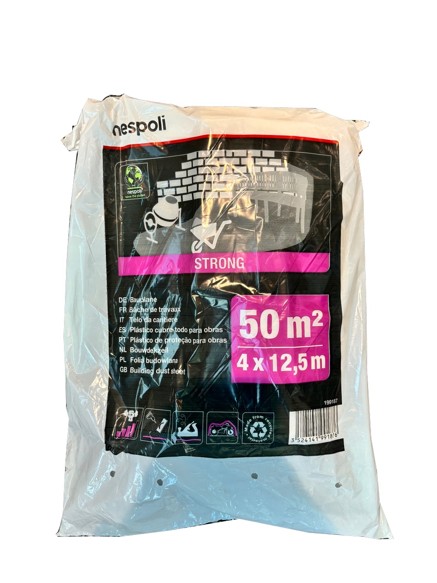 Nespoli plandeka budowlana 4x12,5m półprzezroczysta mocna ok. 38my LDPE