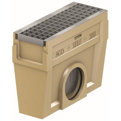 ACO Self® inlet box w. VZ grate w. drain DN150 500x200x406mm