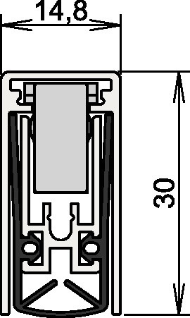 Door gasket Schall-Ex® L-15/30 WSNo. 1-880 Outl.1-s.L.833mm Alu. silverf.