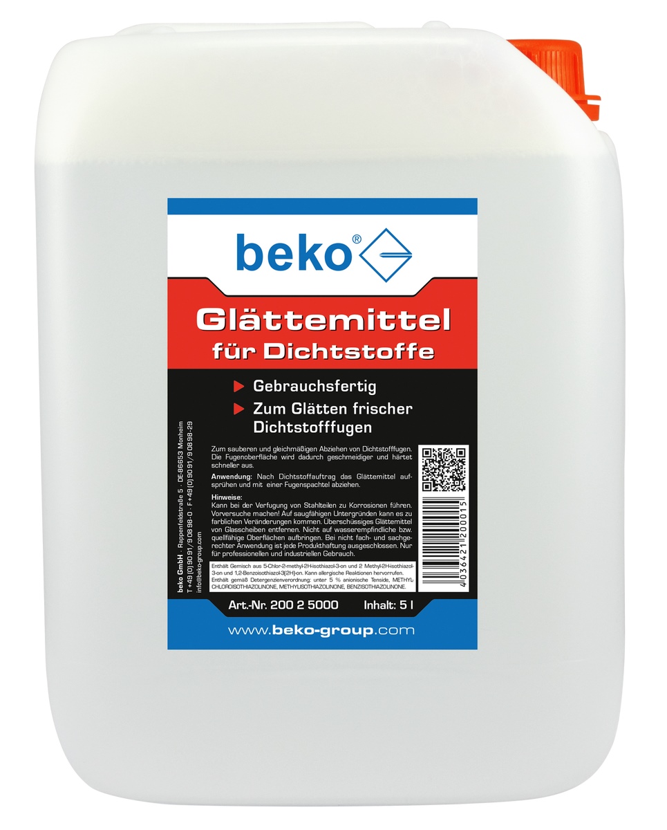 Beko smoothing agent for sealants 5l ready for use in a canister