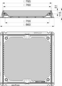 Cable duct cover LW 700/700, class D 4-fold screwed, watertight