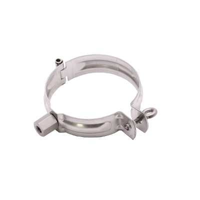 LEH VA drain pipe clamp DN80mm w. threaded socket M8/M10