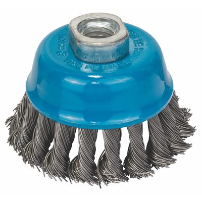Bosch cup brush 0.5mm M14 crimped wire Ø75mm