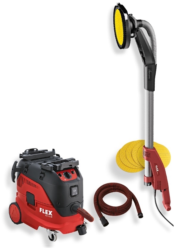 FLEX Langhalsschleifer + Sauger im Set GE5R + TB-L + VCE33MAC + Zubehör