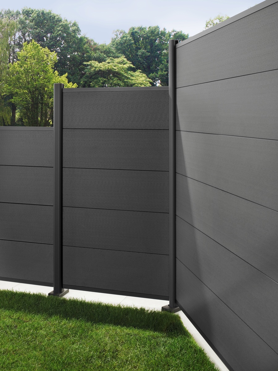 Brügmann System WPC XL fence panel set 178x183cm silver