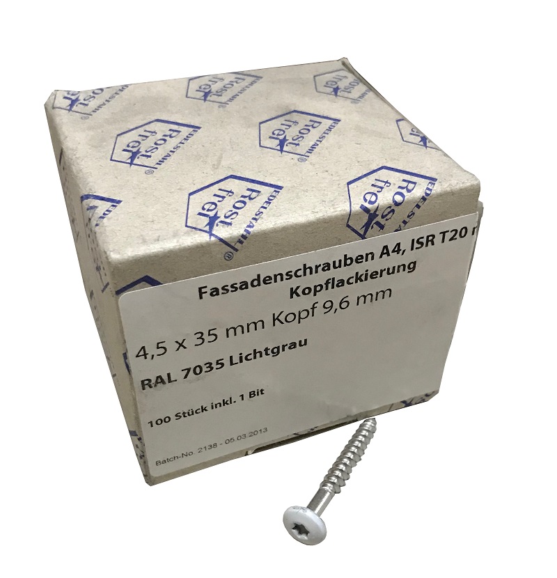 IVT Wkręty fasadowe Rockpanel V4A ikl. BIT 4,5x35 RAL 7035 jasnoszary 100szt