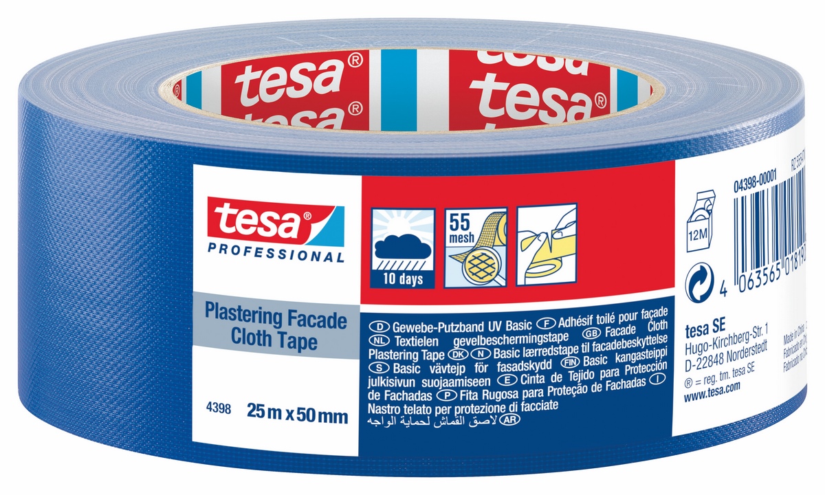 tesa® Plastering Tape Fabric Basic 25mx50mm blue - 4398