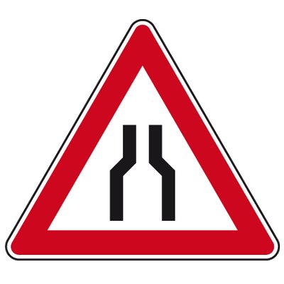Traffic sign - Narrowed lane SL 900 2mm flat RA 1 - Z0120006S21
