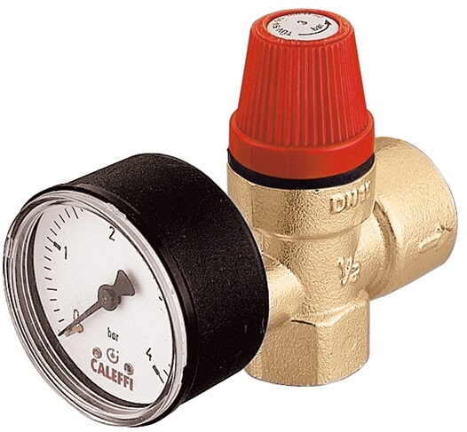 Caleffi diaphragm safety valve 3bar 1/2x3/4 m. pressure gauge 532143