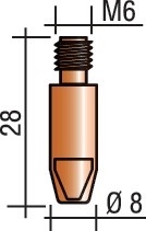 Contact tip Wire diam. 0.8mm M 6 L.28mm E-Cu TRAFIMET
