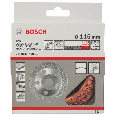 Bosch carbide cup wheel coarse 115x22.23mm angled