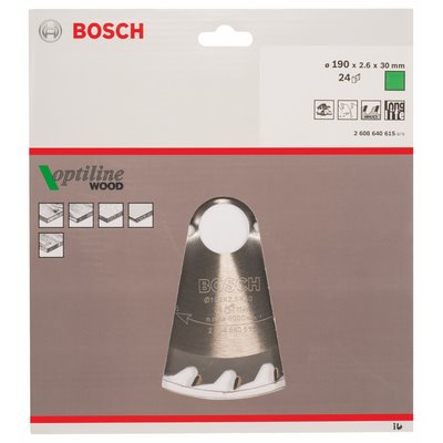 Bosch circular saw blade Optiline Wood 190x30x2.6mm 24 teeth