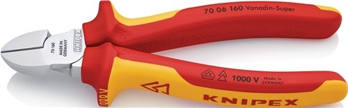 KNIPEX Diagonal cutters 160mm VDE chrome-plated insulated plastic coating