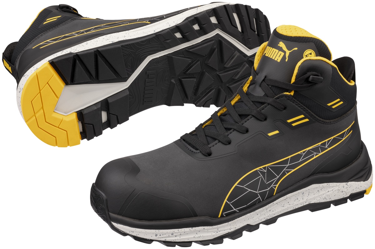 PUMA SAFETY XPLORE MID S3S ESD FO HRO SR Sicherheitsschuh anthrazit/gelb Gr. 44