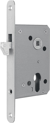 Zamek wpuszczany do drzwi przesuwnych PZW srebrny 20/55/60/8mm ctg. płyta czołowa 205mm