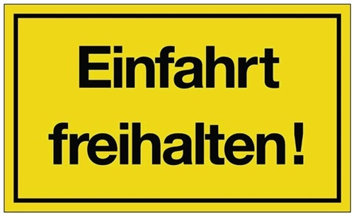 Hinweiszeichen Einfahrt freihalten! Ku. L250xB150mm gelb schwarz