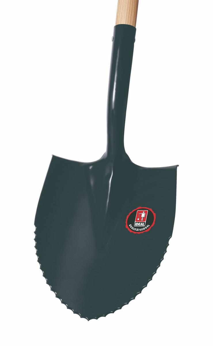 Ideal spade shovel small w. serrated edge size 1 handle 120cm