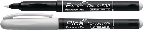 Marker permanentny Pica Classic biały szerokość linii 1-2mm z klipsem