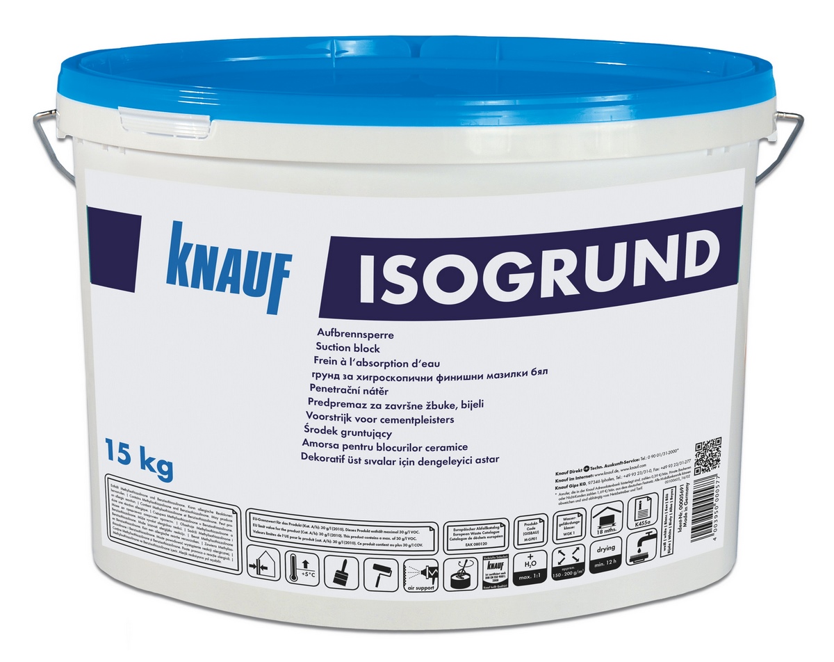 Knauf Isogrund biały pigmentowany 15kg Aufbrennverhinderung Interior + Exterior
