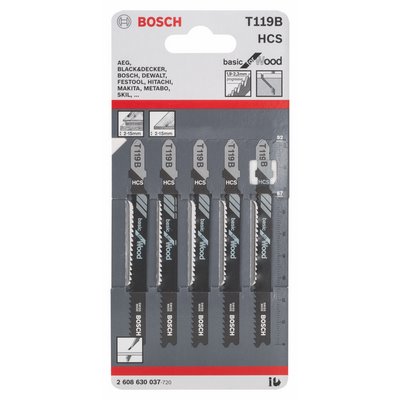 Bosch Stichsägeblatt f. Holz T 119 B HCS 5er-Pack