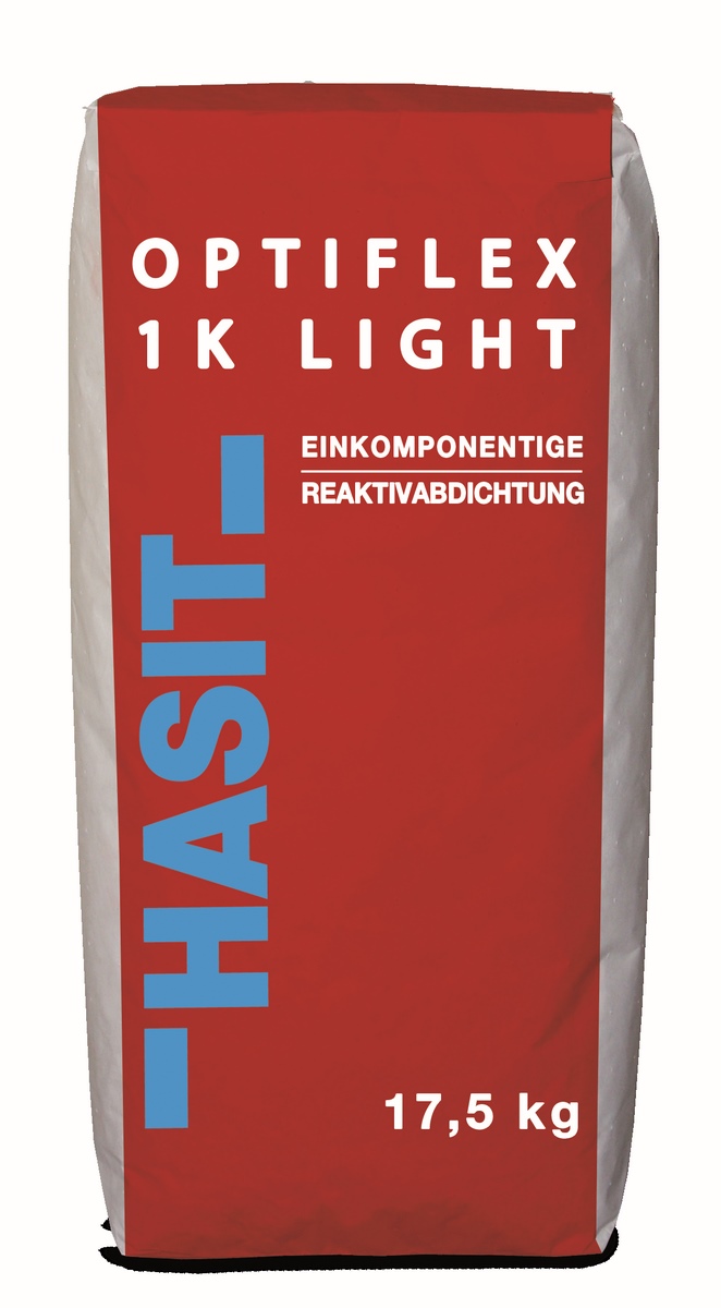Hasit OPTIFLEX 1K LIGHT worek 17,5 kg Jednoskładnikowa reaktywna hydroizolacja w kolorze szarym