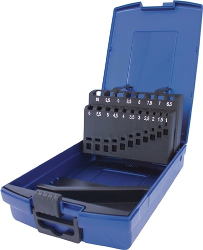 Leerkassette f.DIN338 f.D.1.0 - 10.0mm 0.5mm steigend 19 tlg. Ku.