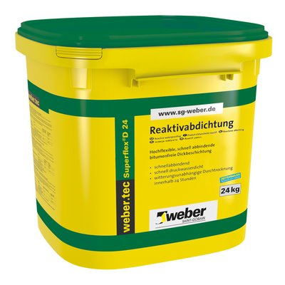 SGW weber.tec Superflex D 24 reaktywna hydroizolacja 24 kg pojemnik combi