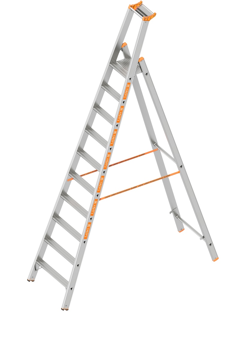 Layher TOPIC 1064 Stufenstehleiter 10 Stufen eins. beg. L 3.20m - 1064.010