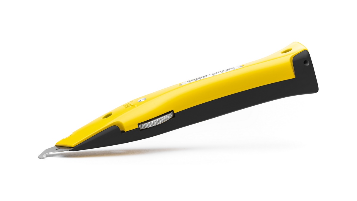 Nóż uniwersalny Delphin®-03 Club Edition czarno-żółty z plastikową pochwą