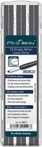 Zestaw ołówków stolarskich 12 sztuk grafit/czarny BIG Dry 6051