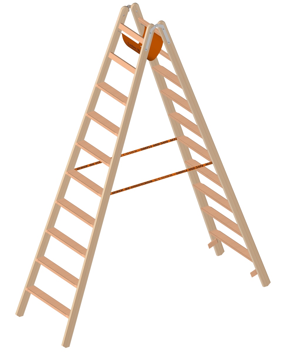 Layher LE Drewniana drabina ze stopniami 2x10 Długość 2.62m - 1020