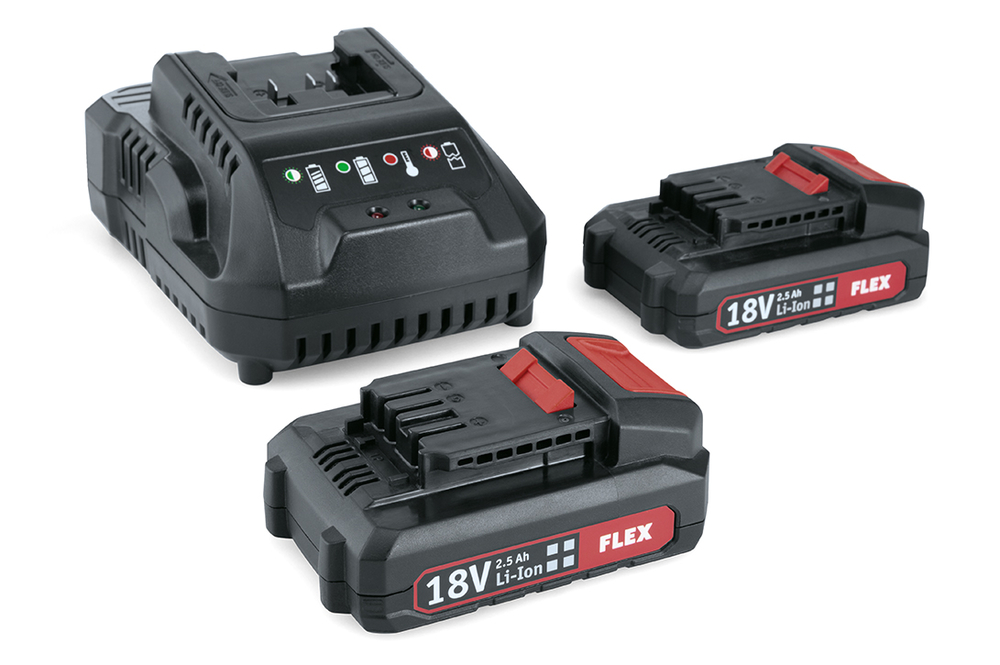 FLEX battery charger P-Set 22 Q with 2x rechargeable battery 2.5 Ah and charger