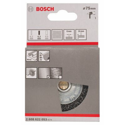 Bosch disc brush 0.3mm crimped wire Ø75mm