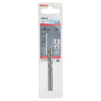 Bosch Metallbohrer HSS-G DIN338 4x43x75mm 2er-Pack