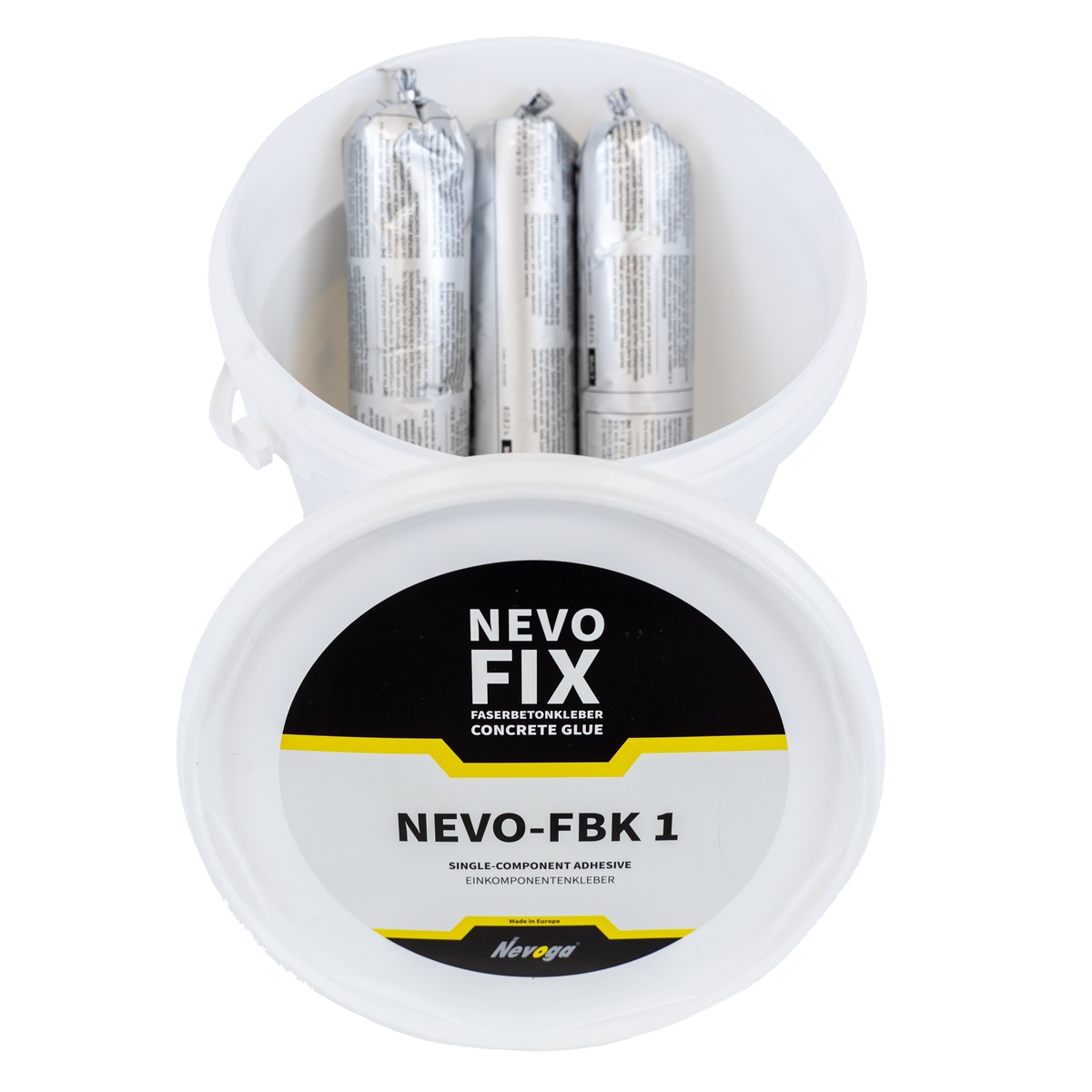 Nevoga fibre-reinforced concrete adhesive NEVO-FBK 1 single-component adhesive 3 bags of 400ml each