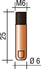 Contact tip Wire diam. 1.2mm M 6 L.25mm E-Cu TRAFIMET