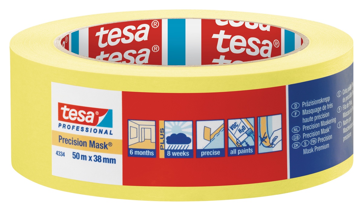 tesa® Professional Precision Crepe Plus 50mx38mm yellow - 4334