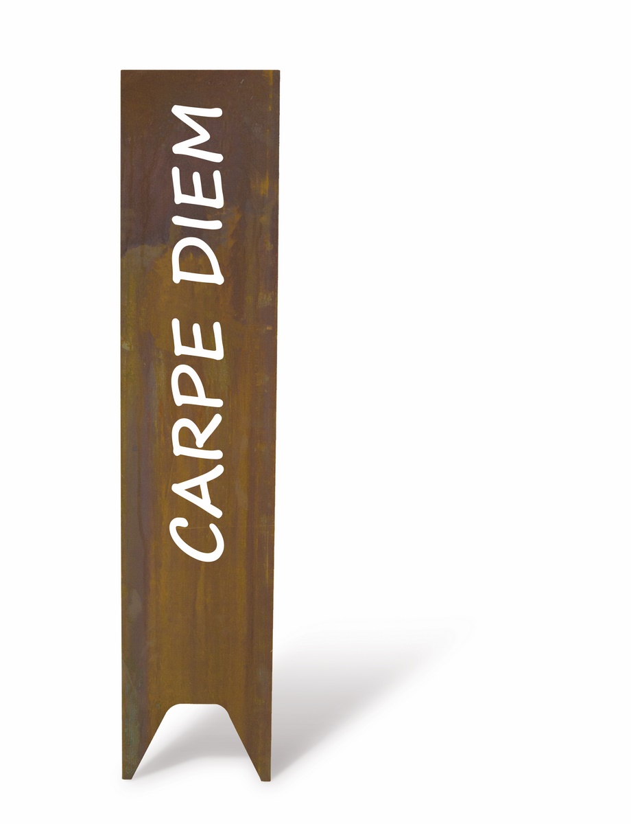 SELTRA stela VISTUM CARPE DIEM 125x35x1.5cm rdza stal corten niemiecka.