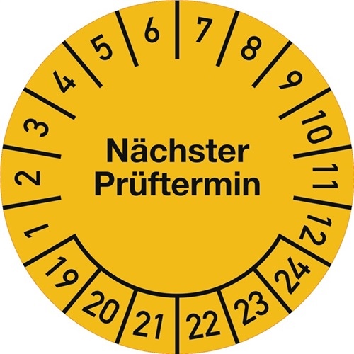Mehrjahresprüfplakette D.20 mm Nächster Prüftermin 2019-2024 Folie Btl.a 100St.