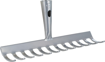 Triuso garden rake w. spout o. handle powder-coated. 18 tines 45cm wide