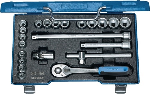 Steckschlüsselsatz 3/8Zoll 23tlg. 6KT 6-22mm Umschaltknarre GEDORE