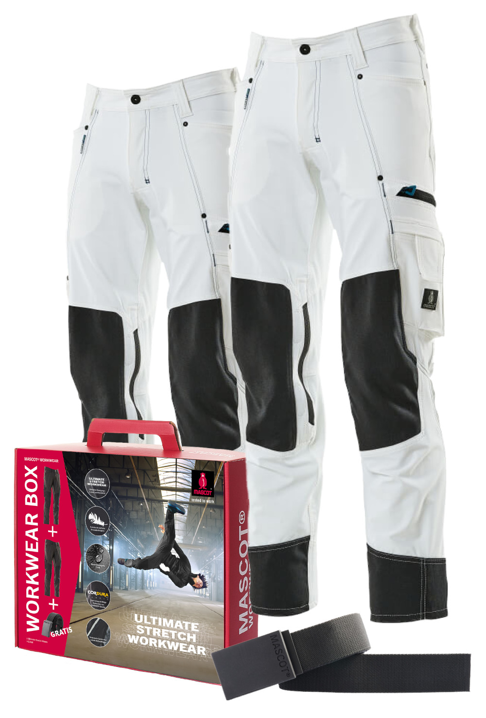 MASCOT Hosen-Boxen weiß Workwear Box Adv DE 2022 - Gr. 82C58
