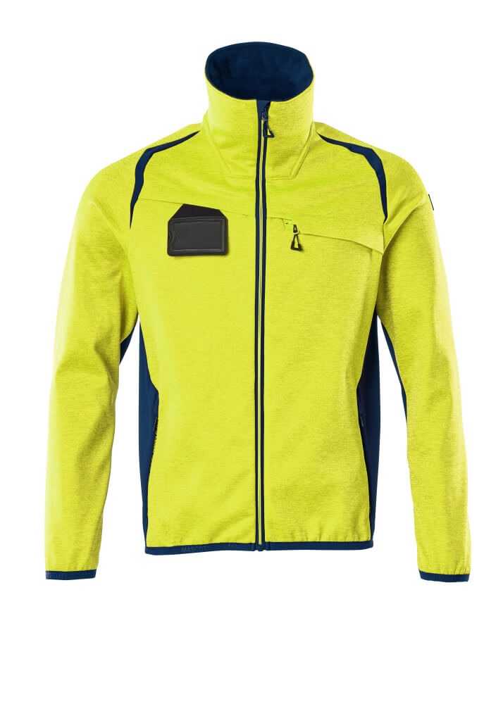 MASCOT® fleece pullover with zip hi - vis yellow/dark petroleum size L