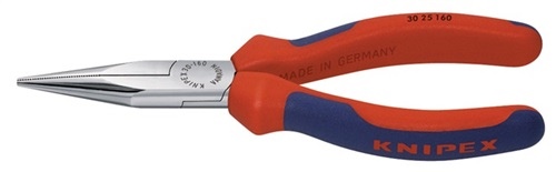 Long nose pliers total length 160mm shape 2 head chrome-plated long flat-round 2C-sleeve KNIPEX