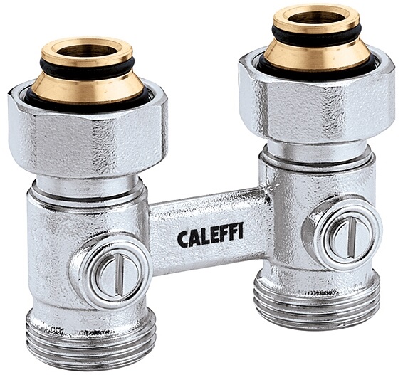 Caleffi tap block two-pipe. Passage. 3/4IGx3/4AG 301052