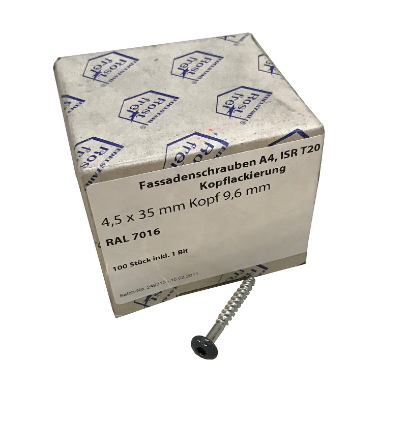 IVT Wkręty fasadowe Rockpanel V4A ikl. BIT 4,5x35 RAL 7016 antracyt 100szt