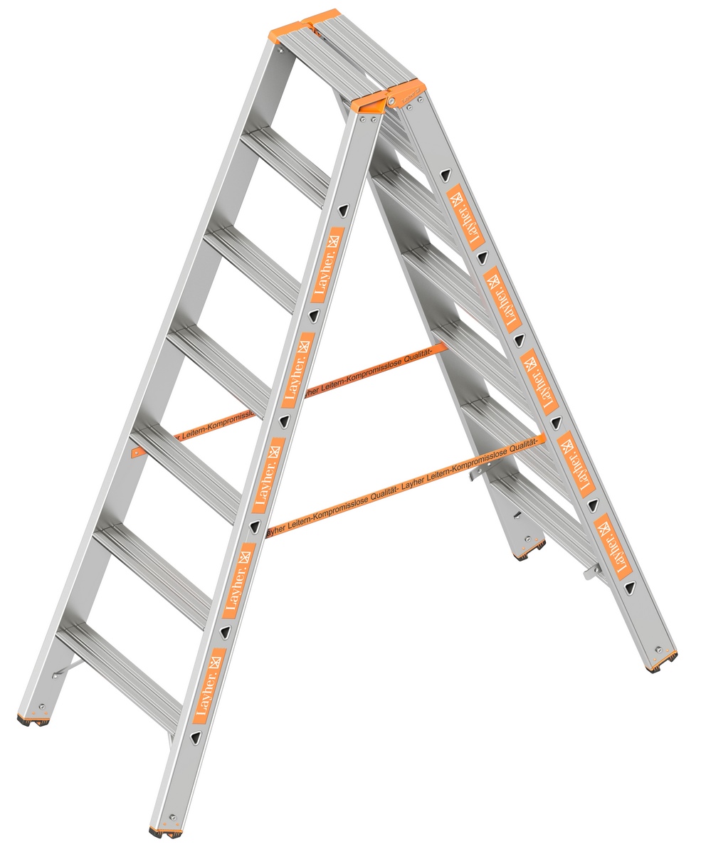 Layher TOPIC 1043 Stufenstehleiter 2x7 Stufen Länge 1.75m - 1043.007